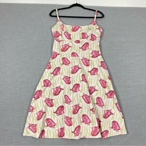 Lucy Lucy Love Pink Tulip Dress Size Large Spaghetti Strap Sundress